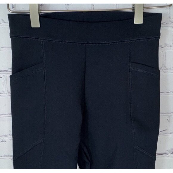 STELLA MCCARTNEY Navy Logo-print Scuba Tech Leggings Size 40/6-8 Small Pockets - Picture 3 of 12